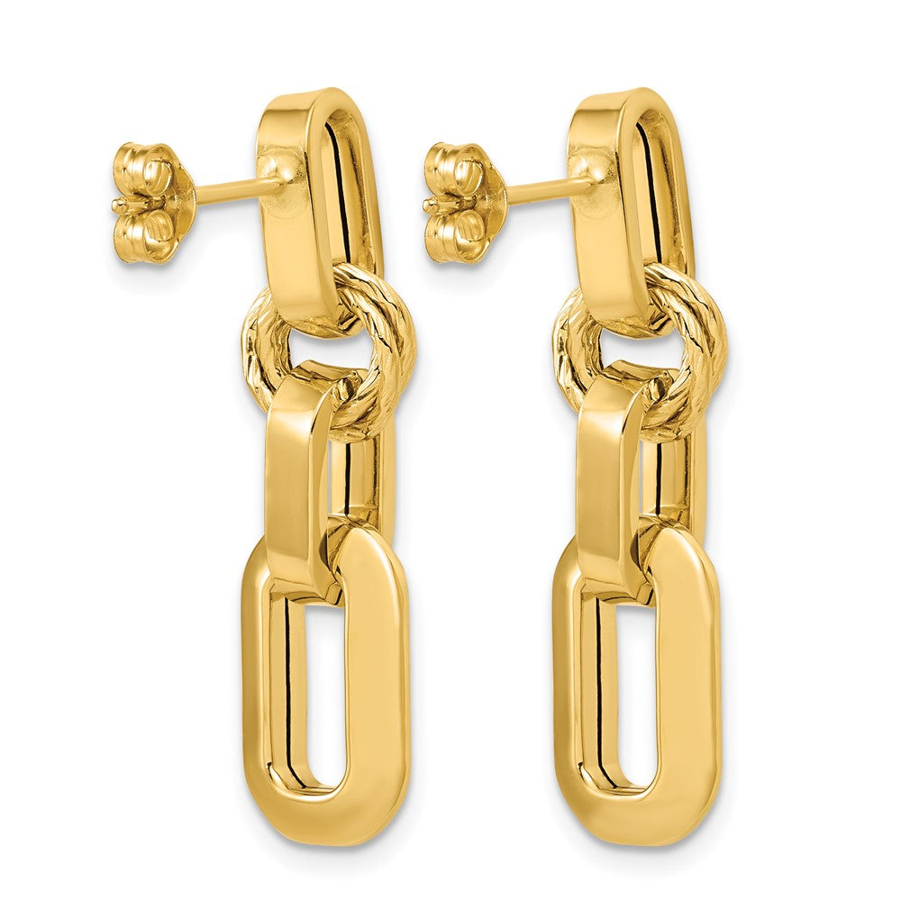 14K Polished Fancy Link Dangle Post Earrings