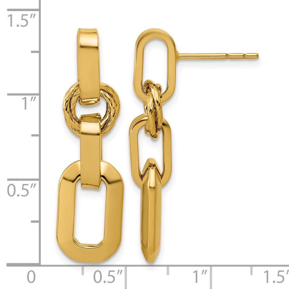 14K Polished Fancy Link Dangle Post Earrings
