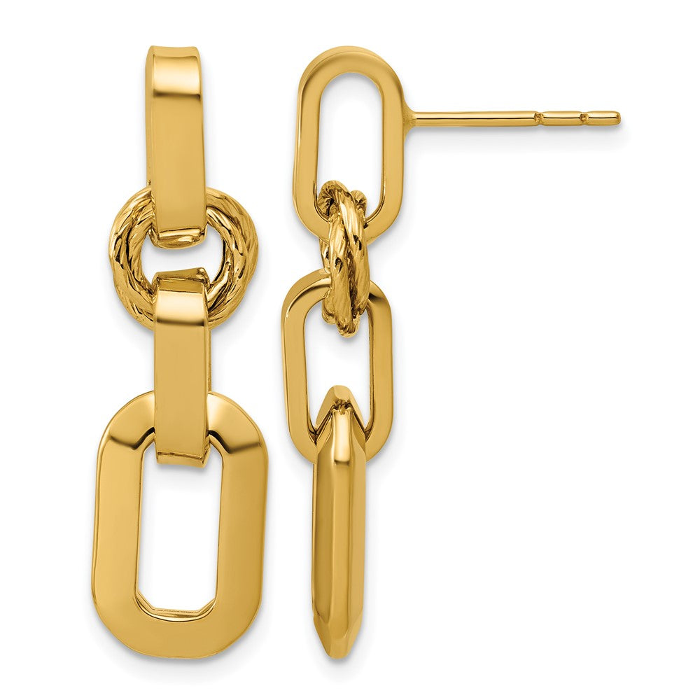 14K Polished Fancy Link Dangle Post Earrings