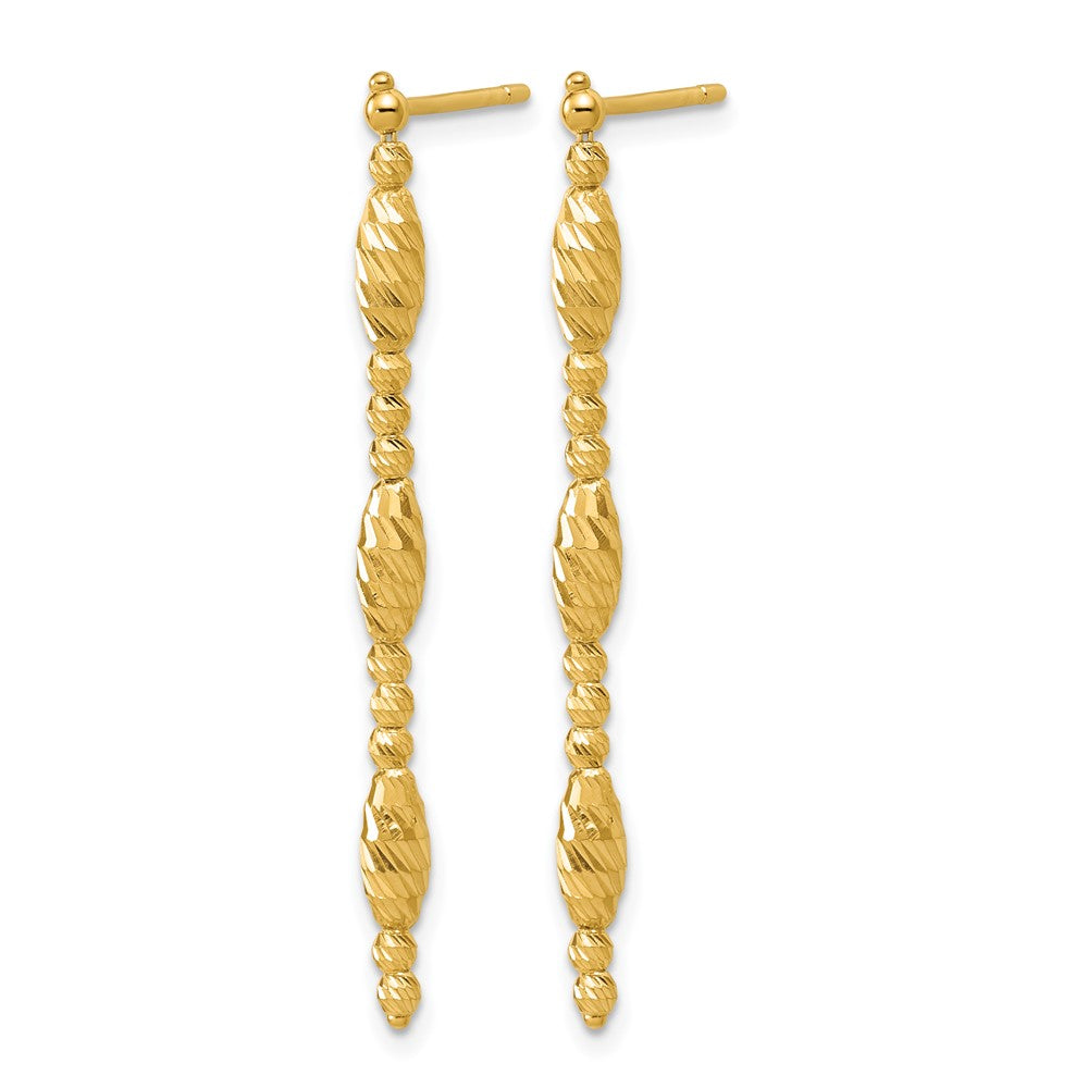 14K Polished and Diamond-cut Beaded Fancy Dangle Post Earrings
