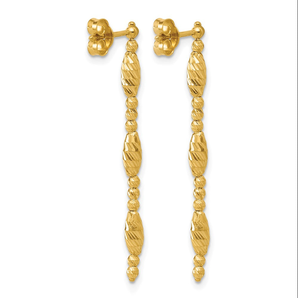 14K Polished and Diamond-cut Beaded Fancy Dangle Post Earrings