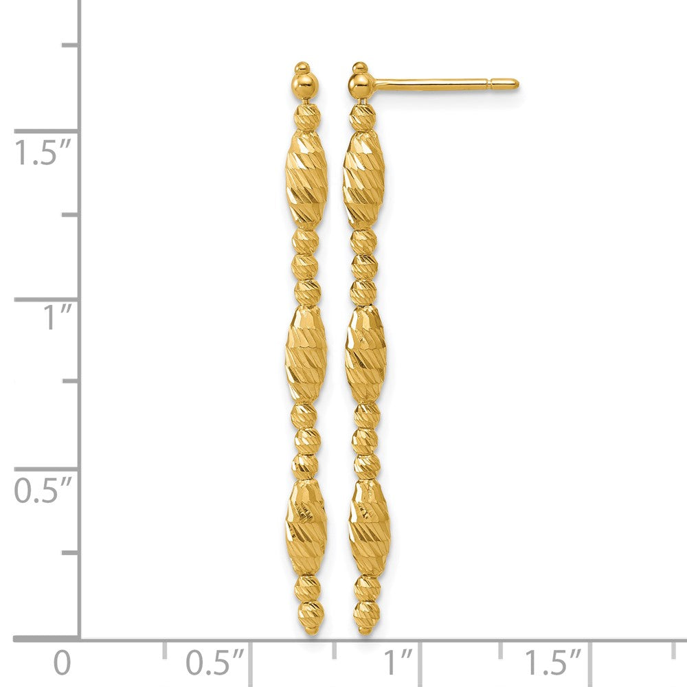 14K Polished and Diamond-cut Beaded Fancy Dangle Post Earrings