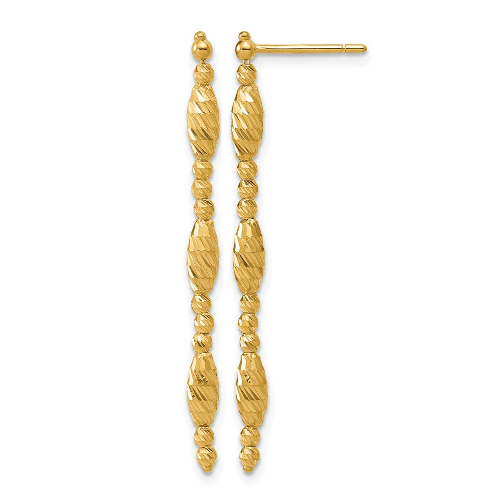 14K Polished and Diamond-cut Beaded Fancy Dangle Post Earrings