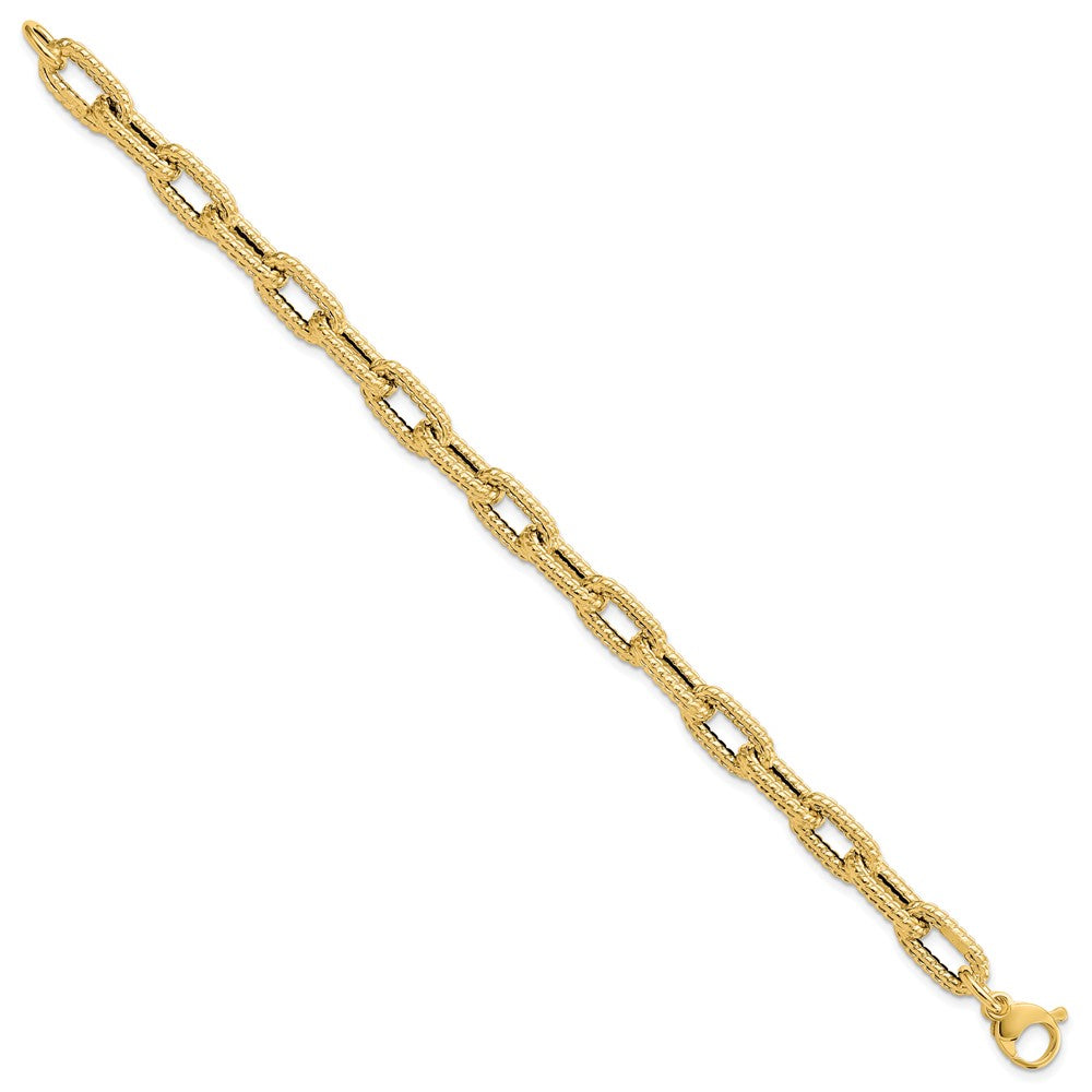 14K Textured Hollow Fancy Link Bracelet