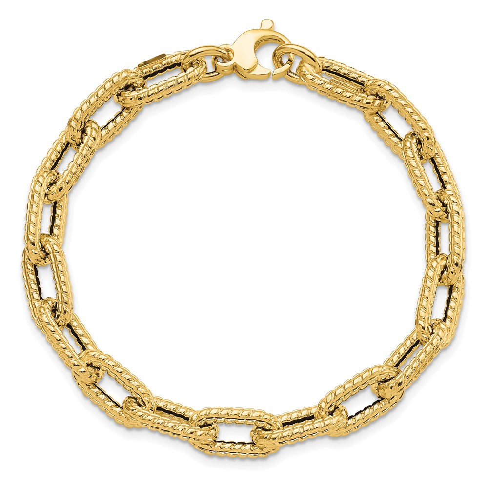 14K Textured Hollow Fancy Link Bracelet