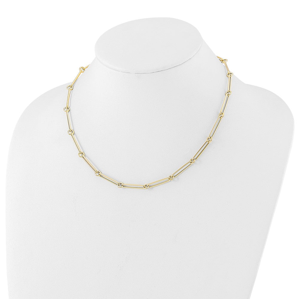 14K Polished Hollow Paperclip Link Necklace