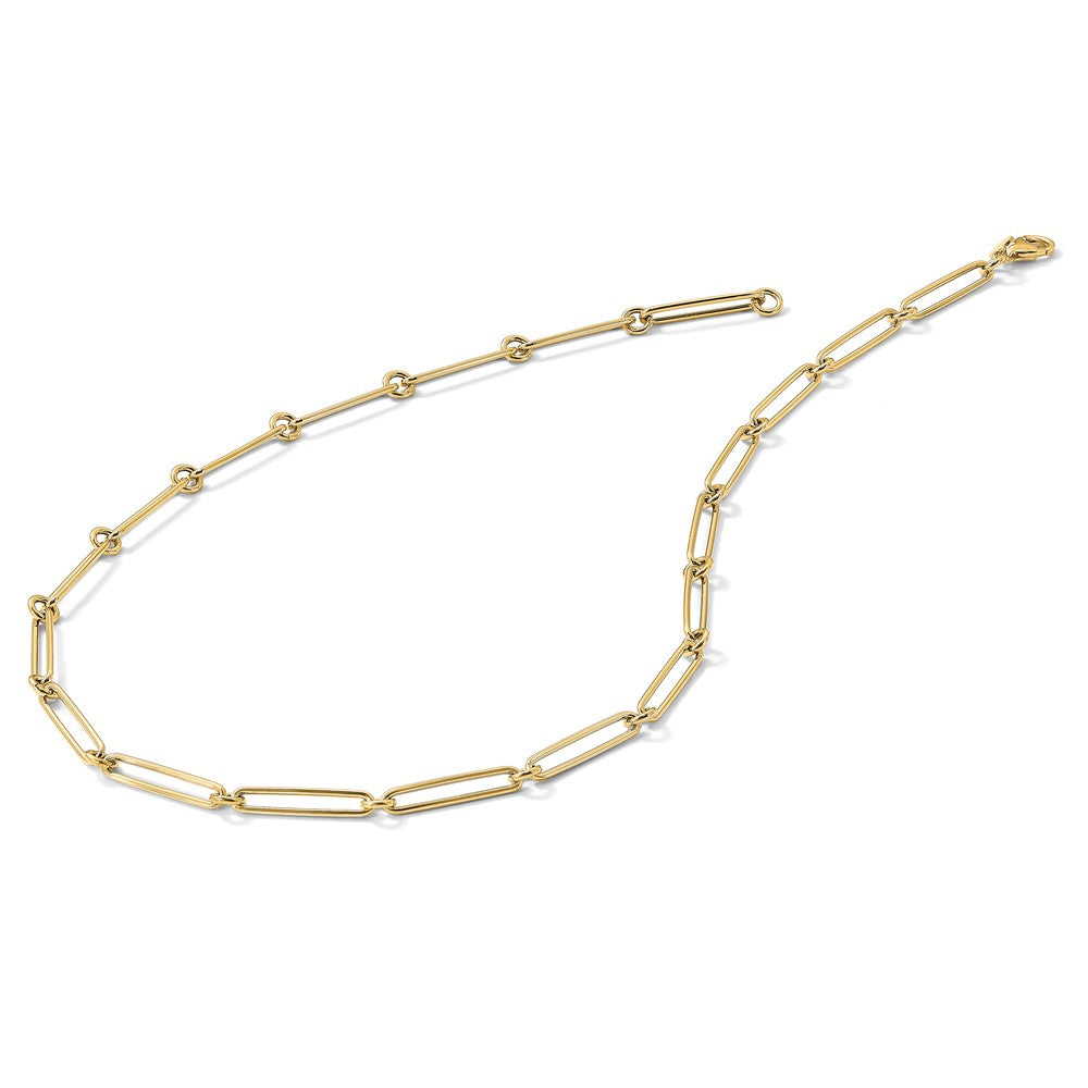 14K Polished Hollow Paperclip Link Necklace
