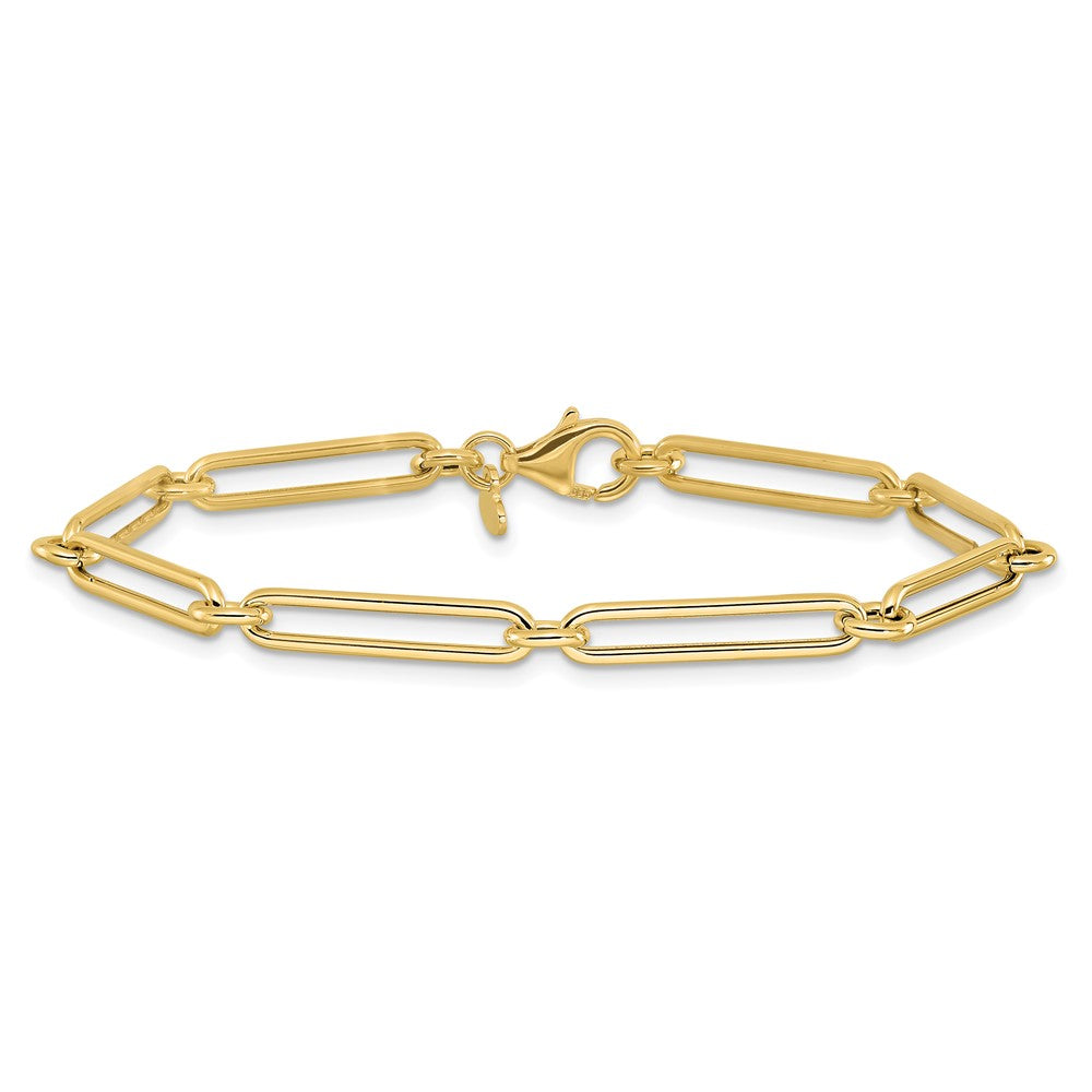 14K Polished Hollow Paperclip Link Bracelet