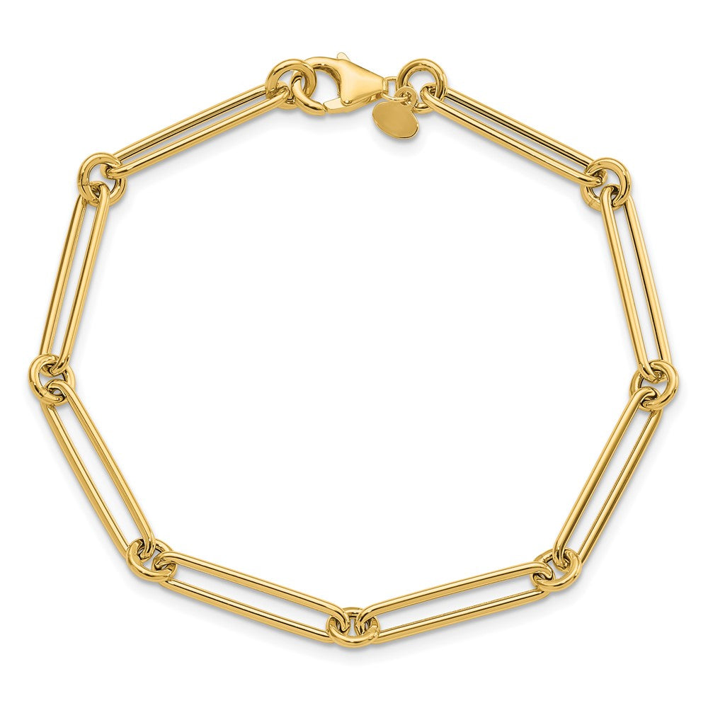 14K Polished Hollow Paperclip Link Bracelet