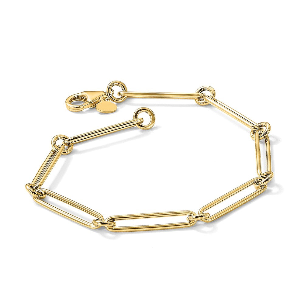 14K Polished Hollow Paperclip Link Bracelet
