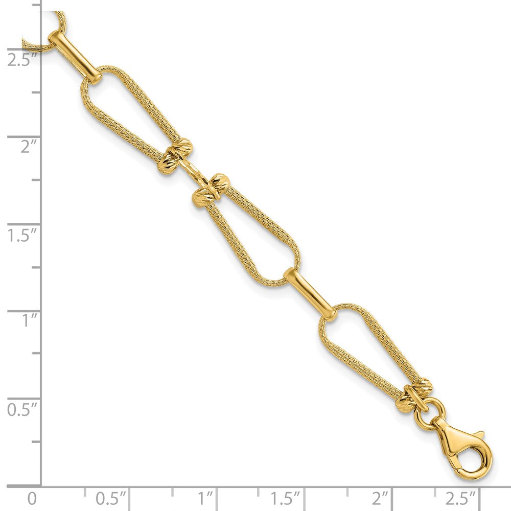 14K Dia-cut and Textured Fancy Link Bracelet