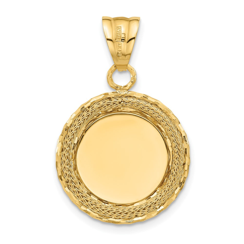 14K Diamond-cut Natural Shell Hand Carved Floral Cameo Pendant