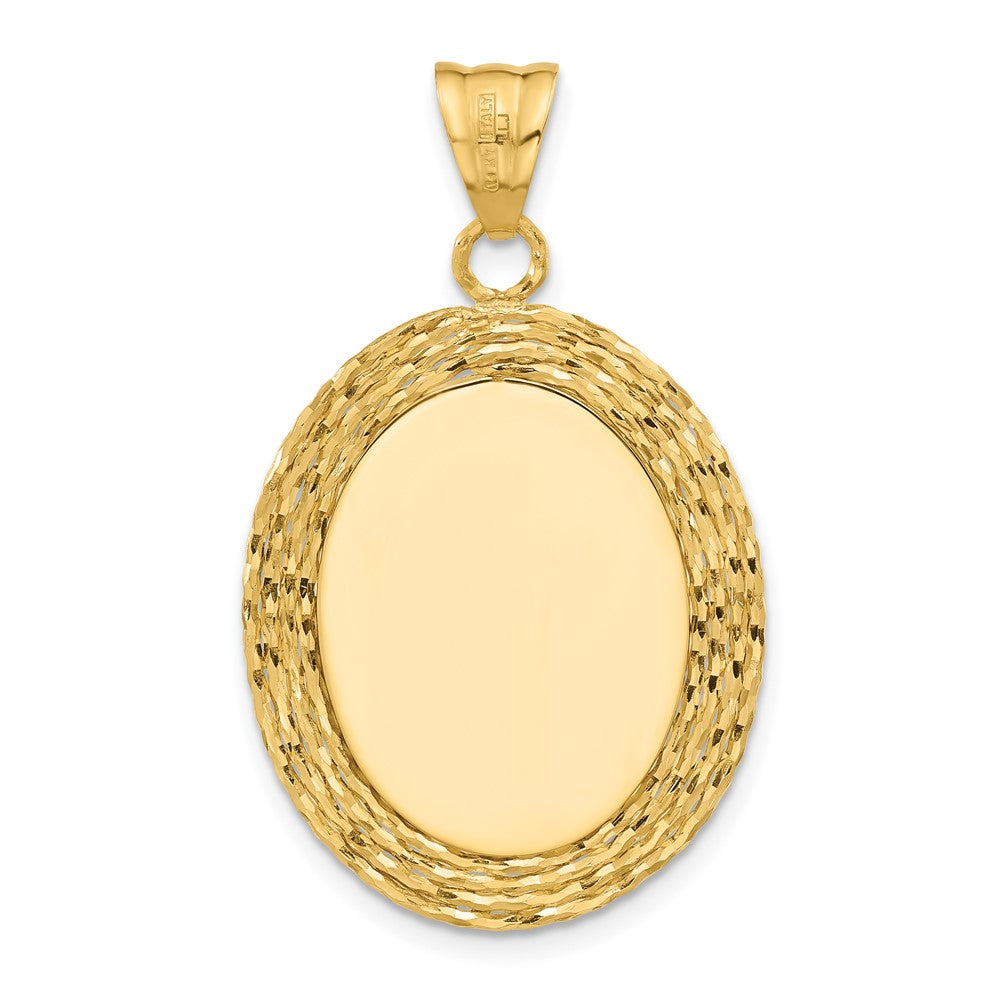 14K Diamond-cut Natural Shell Hand Carved Portrait Cameo Pendant