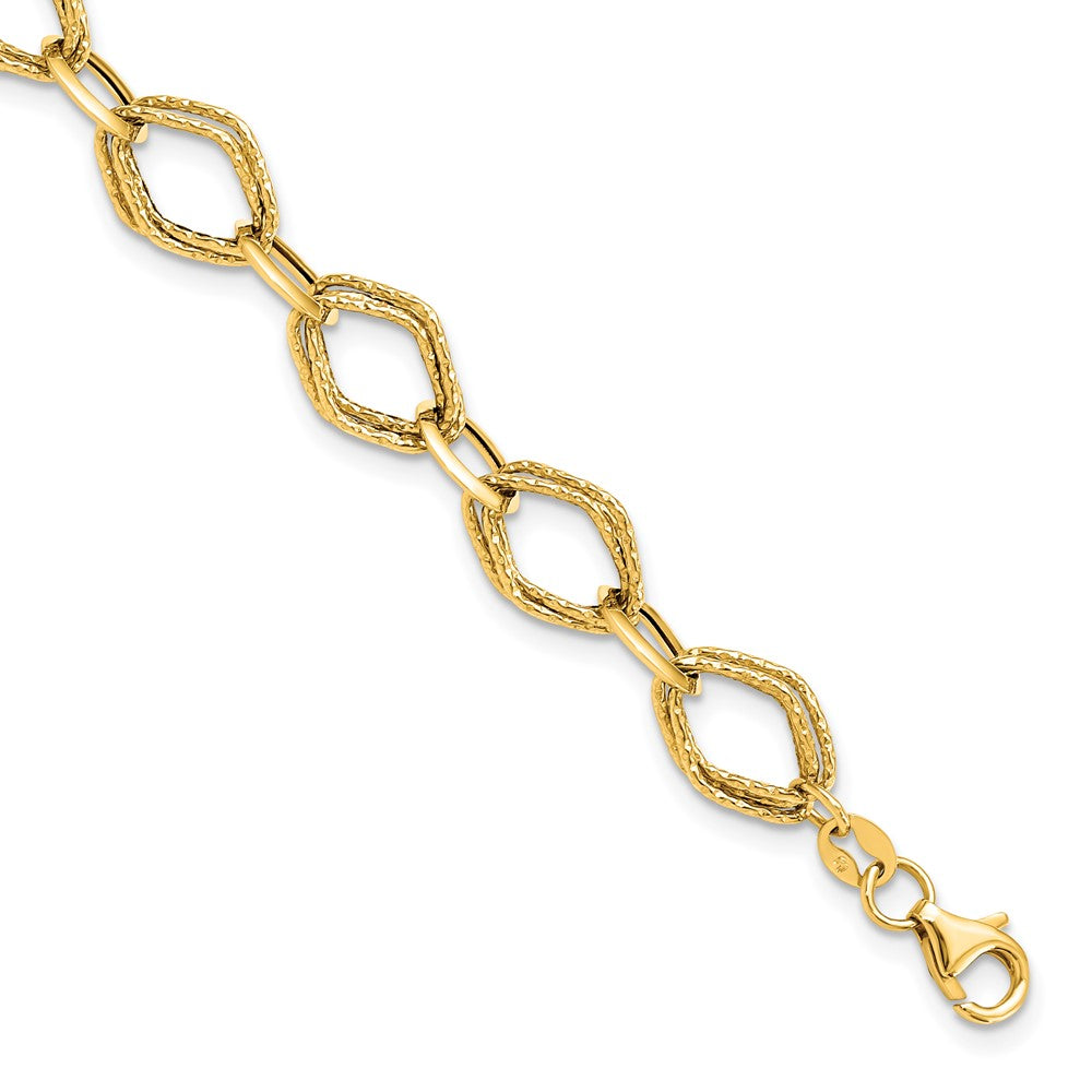 Polished;14k Yellow gold;Lobster;Textured