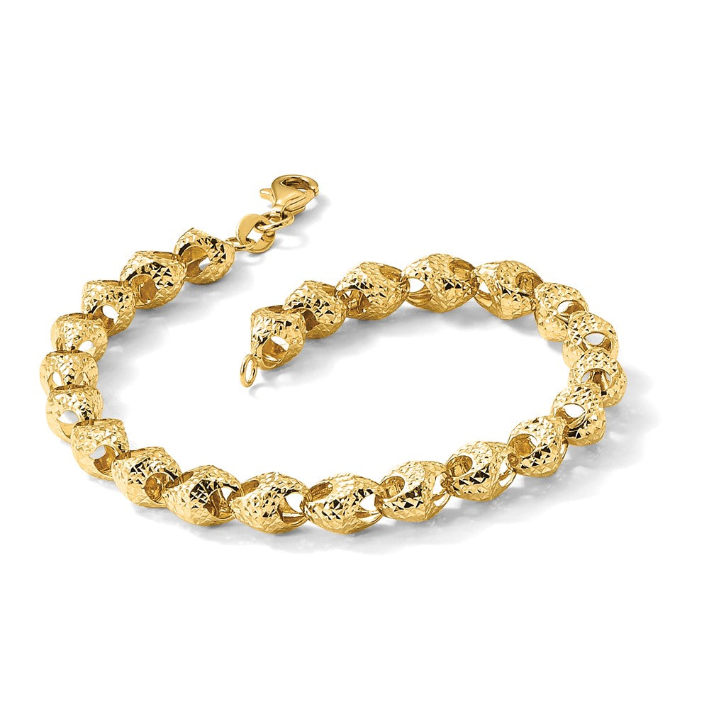 14K Diamond-cut Fancy Link Bracelet