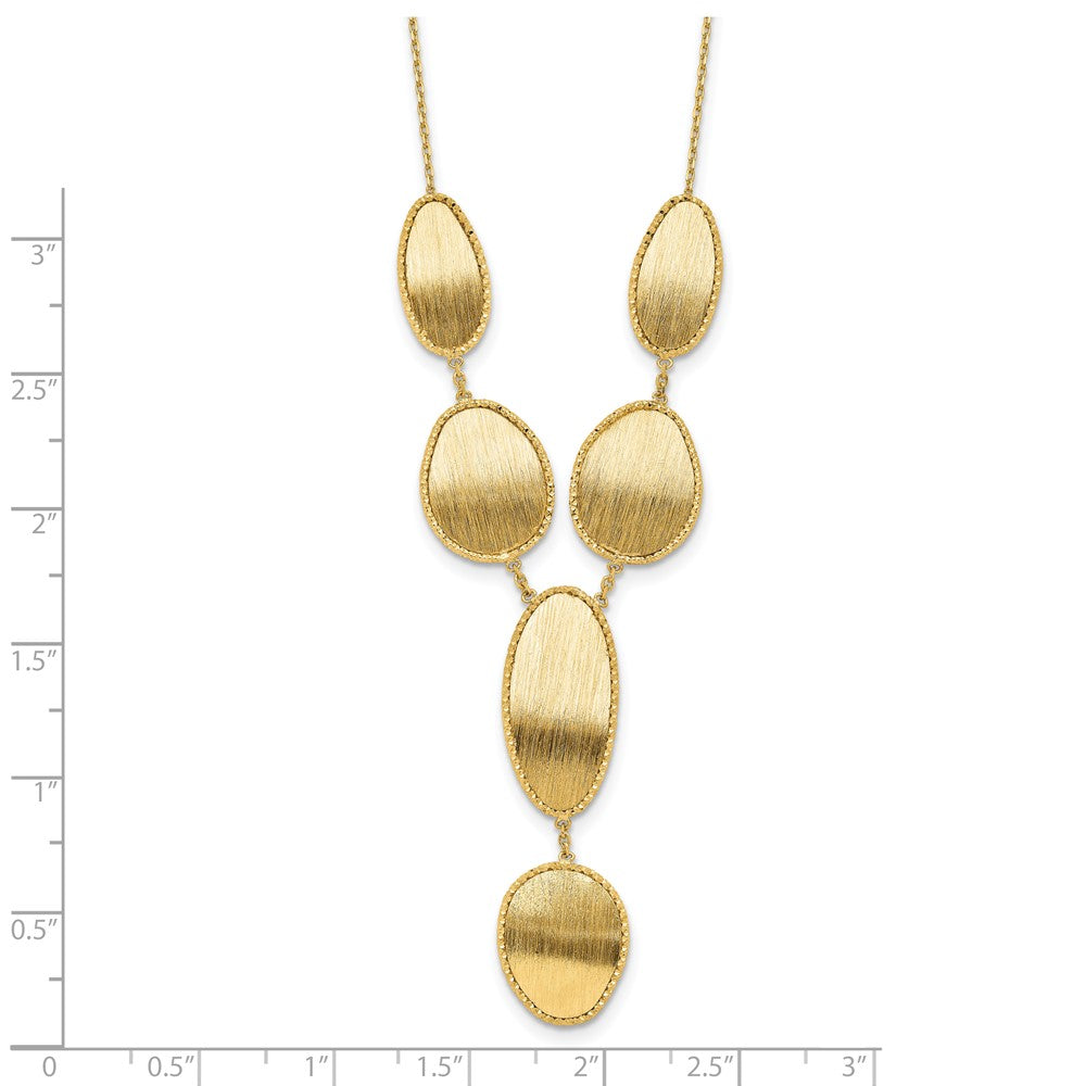 14K Brushed and Diamond-cut Y Drop with 2 in ext. Necklace