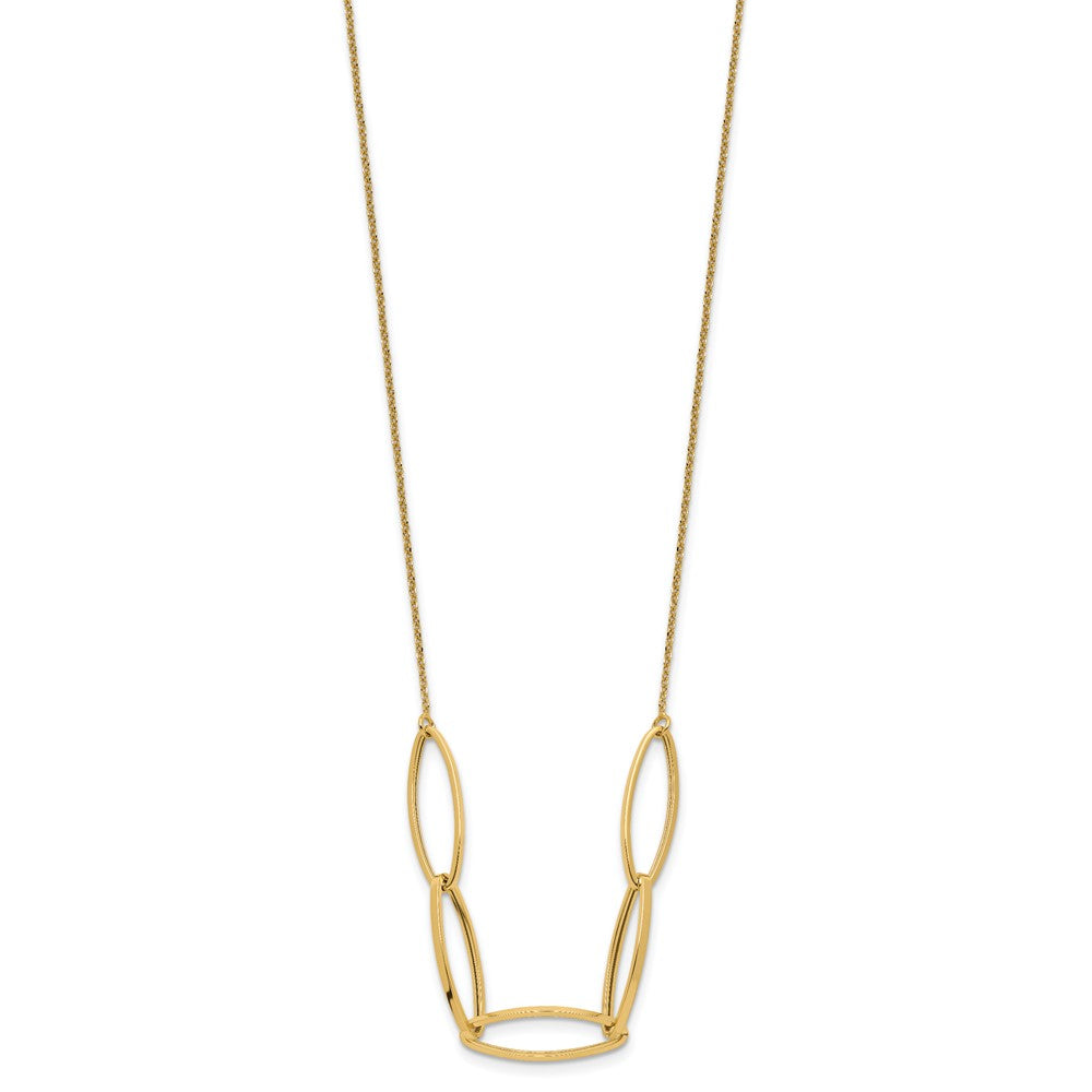 14K Polished Fancy Link 16.5in with 1in. Ext Necklace
