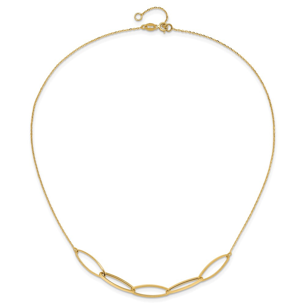 14K Polished Fancy Link 16.5in with 1in. Ext Necklace