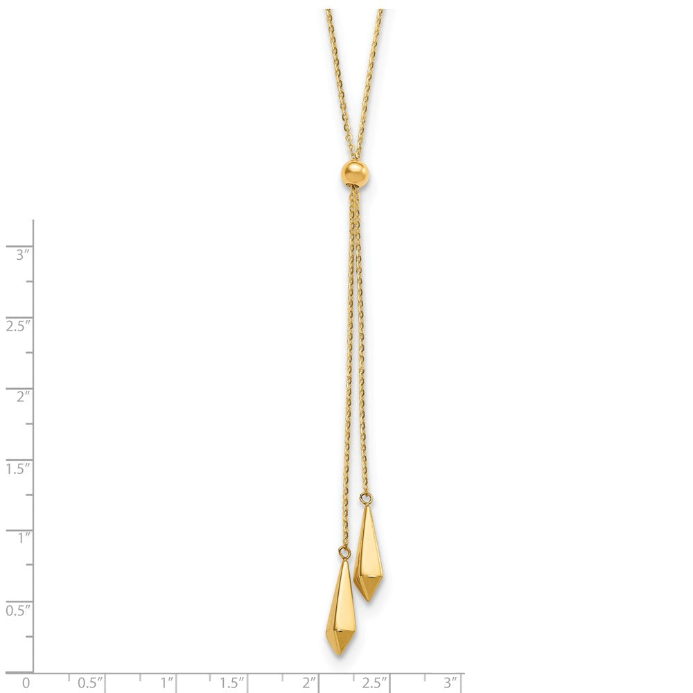 14K Polished Adjustable Y Drop Necklace