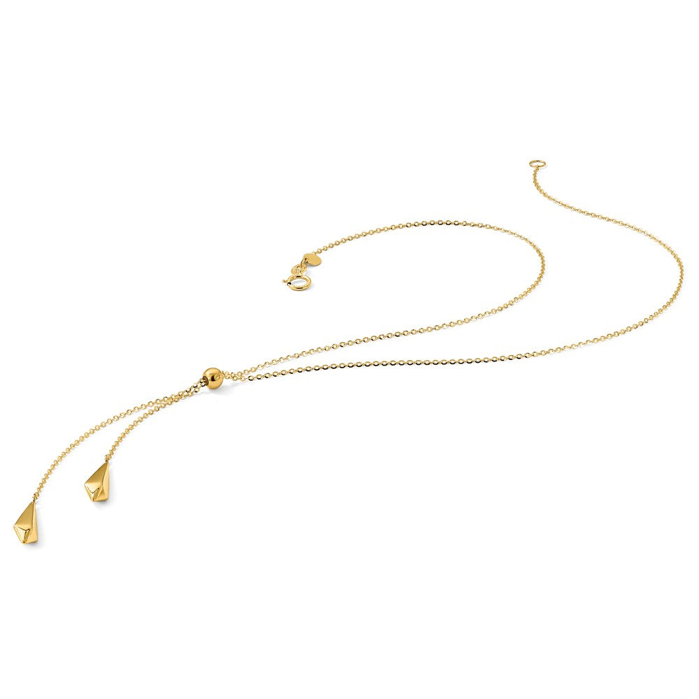 14K Polished Adjustable Y Drop Necklace