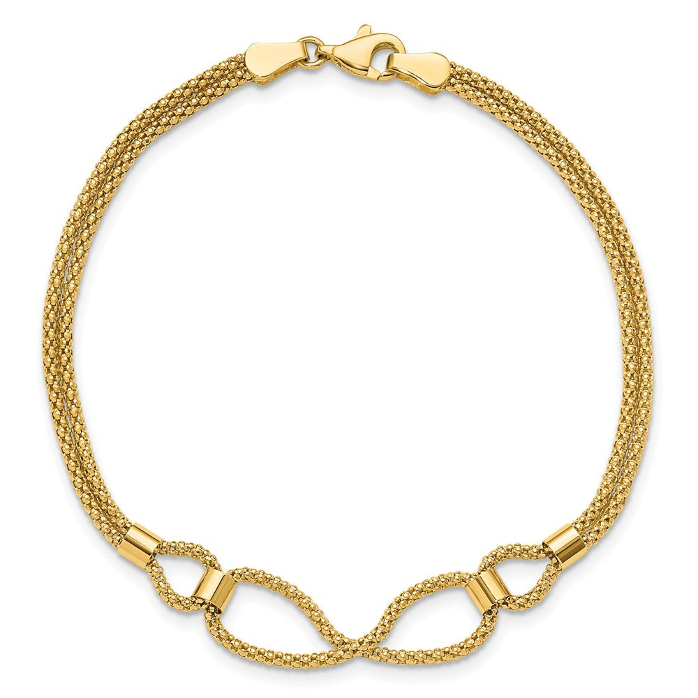 14K Polished 2 Strand Fancy Bracelet