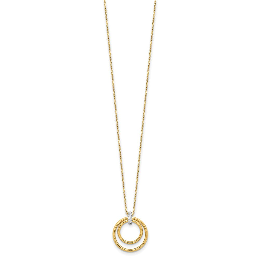 14K Two-tone Polished CZ Circles Necklace