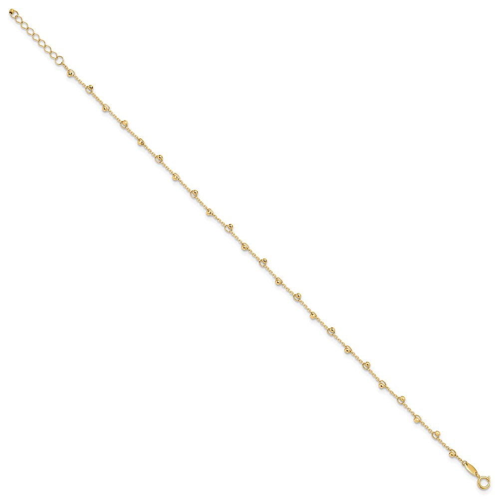 14K Mirror Beads 9 inch Plus 1 inch Extender - Total 10 inch Anklet