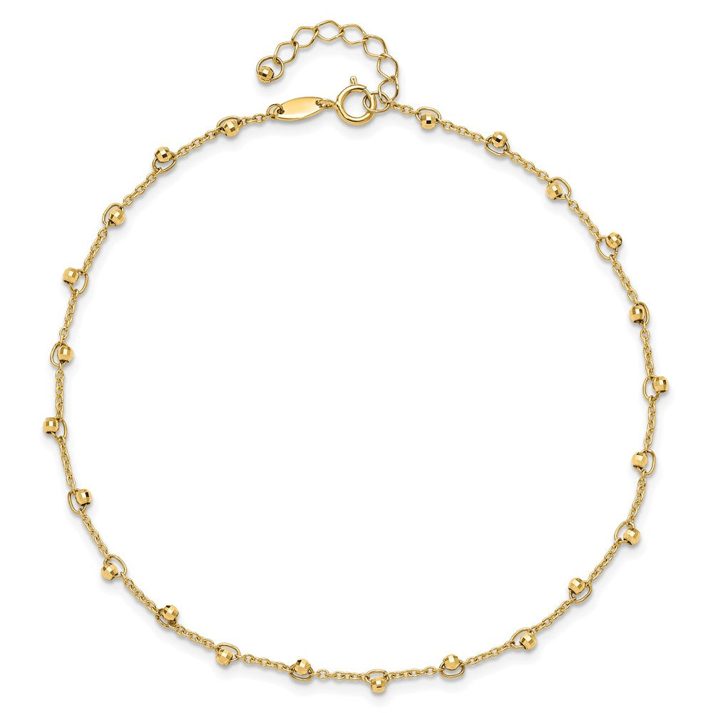 14K Mirror Beads 9 inch Plus 1 inch Extender - Total 10 inch Anklet