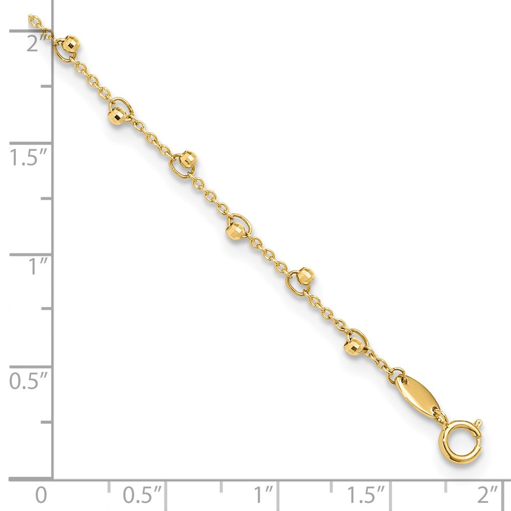 14K Mirror Beads 9 inch Plus 1 inch Extender - Total 10 inch Anklet
