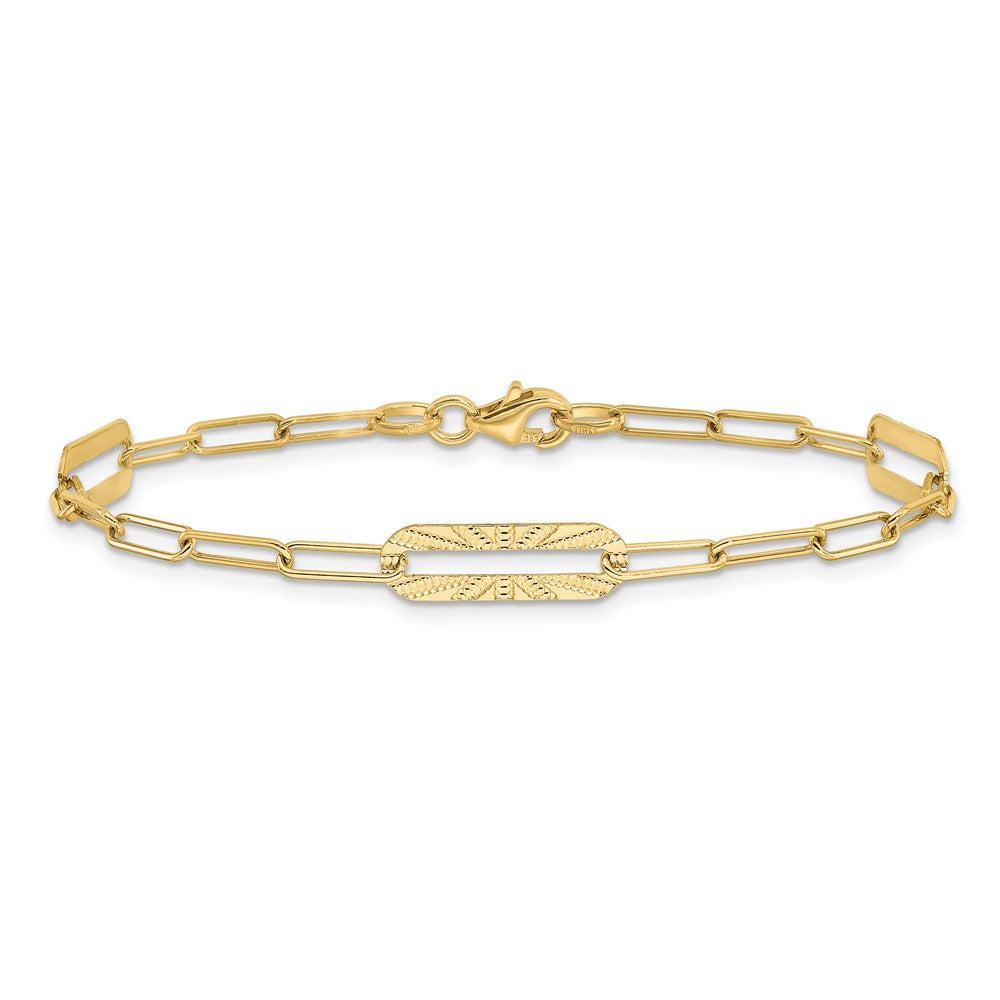 14K Polished and Textured Fancy Link Bracelet