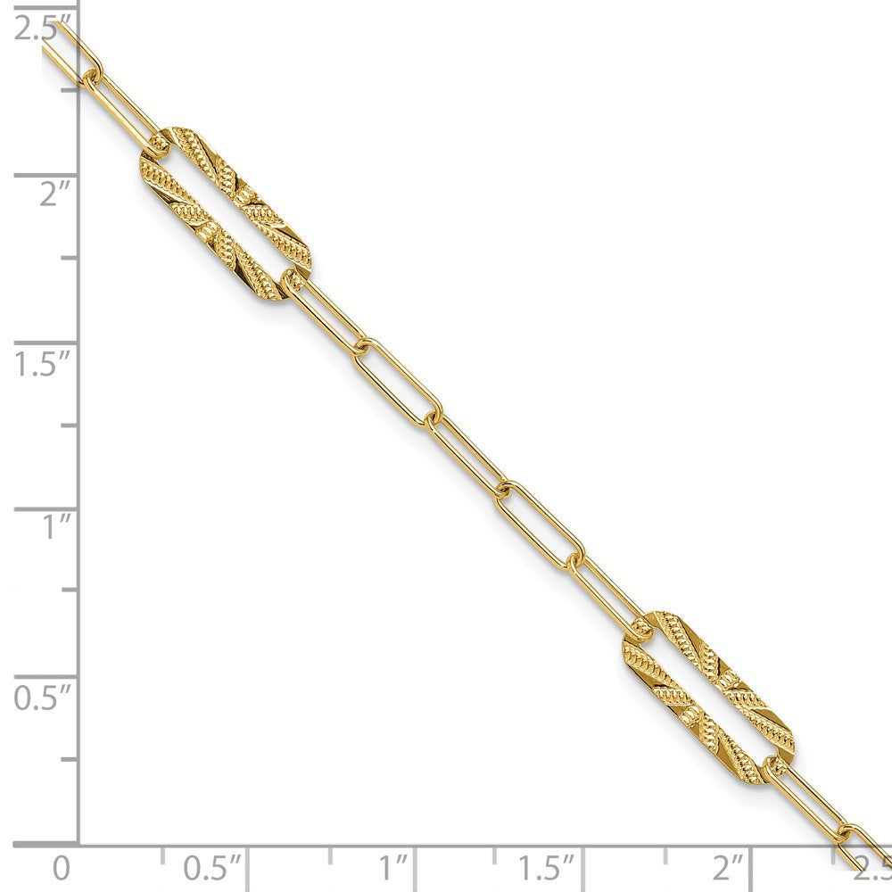 14K Polished and Textured Fancy Link Bracelet