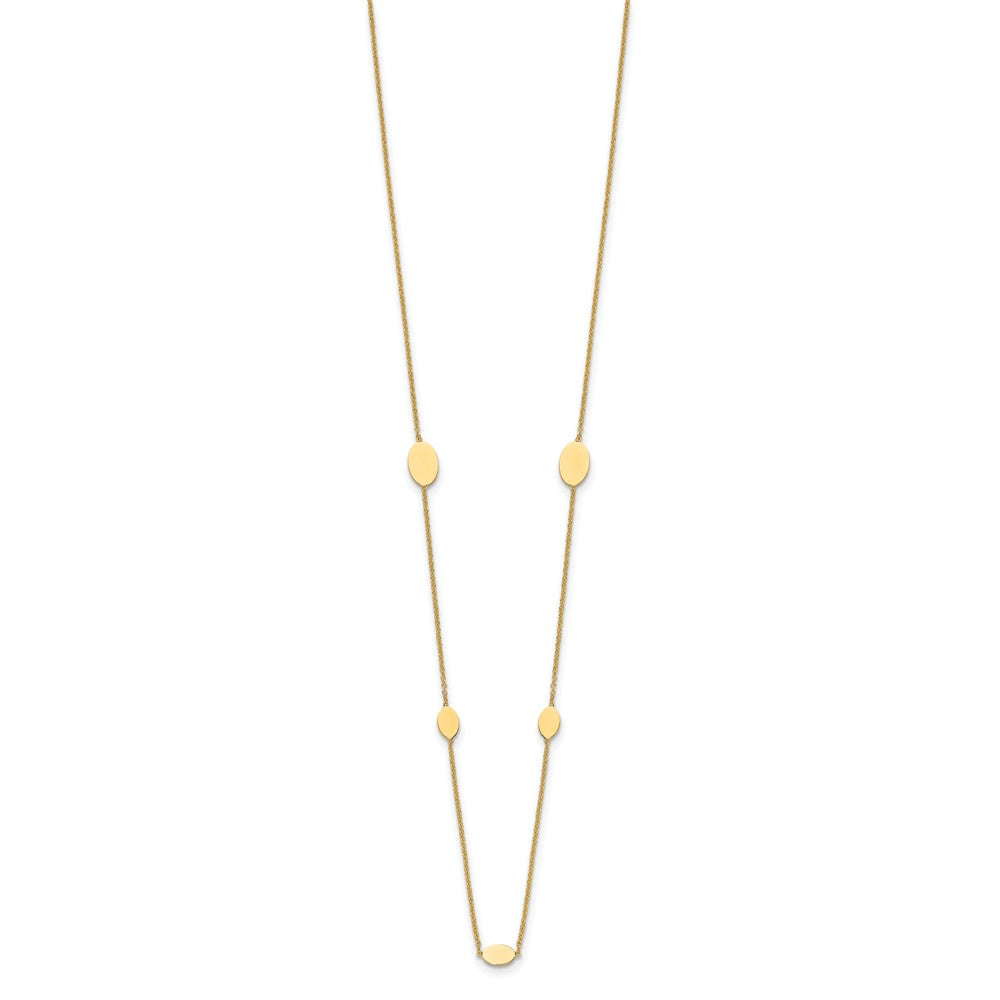 14K Polished Oval Discs Station with 1in ext. Necklace