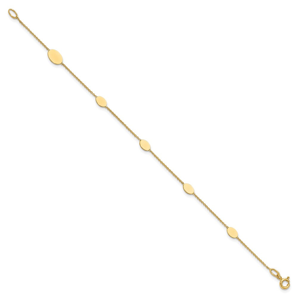 14K Polished Oval Discs Station Bracelet