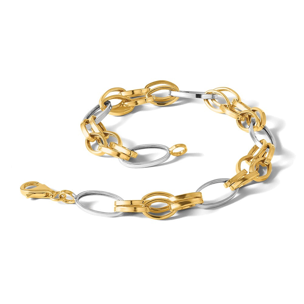 14K Two-tone Polished Fancy Link Bracelet