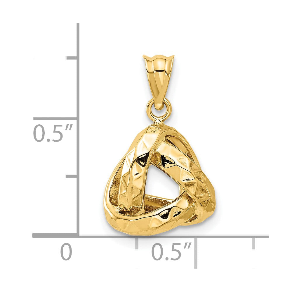 14K Polished and Textured Triangle Love Knot Pendant