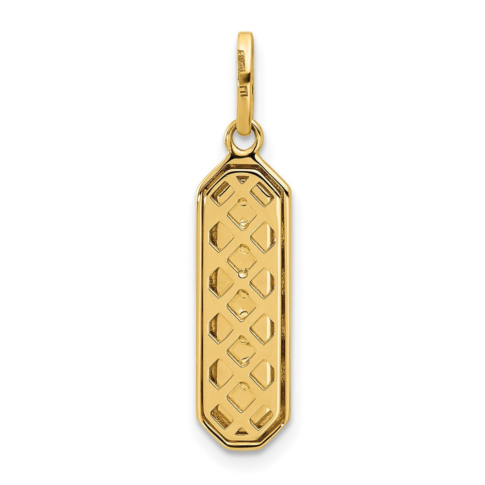 14K with Black Enamel Polished Pendant