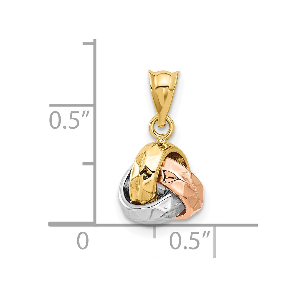 14K Tri-color Polished and Diamond-cut Love Knot Pendant
