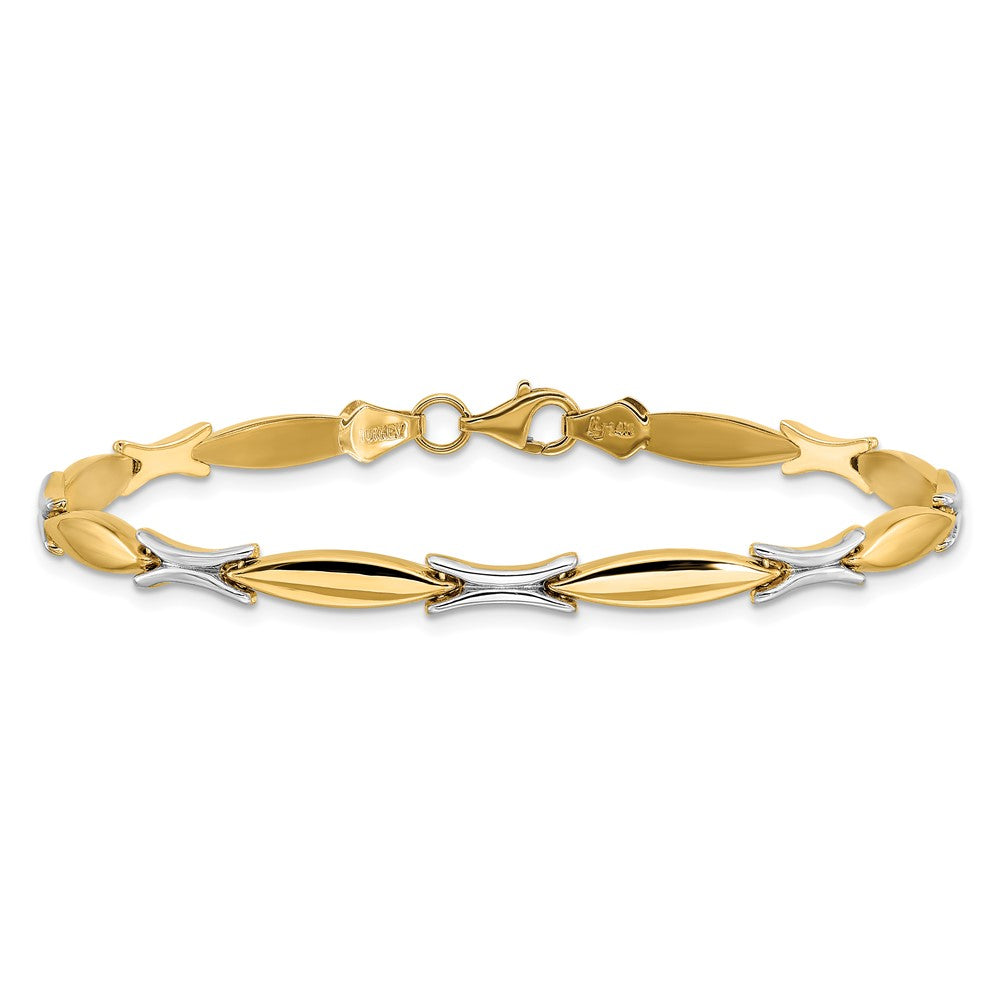 14K Two-tone Polished Fancy Link Bracelet