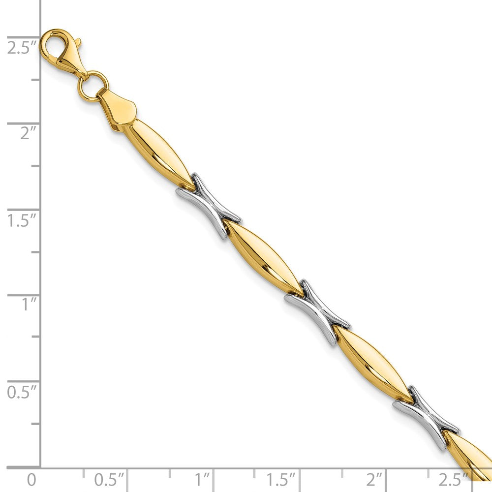 14K Two-tone Polished Fancy Link Bracelet