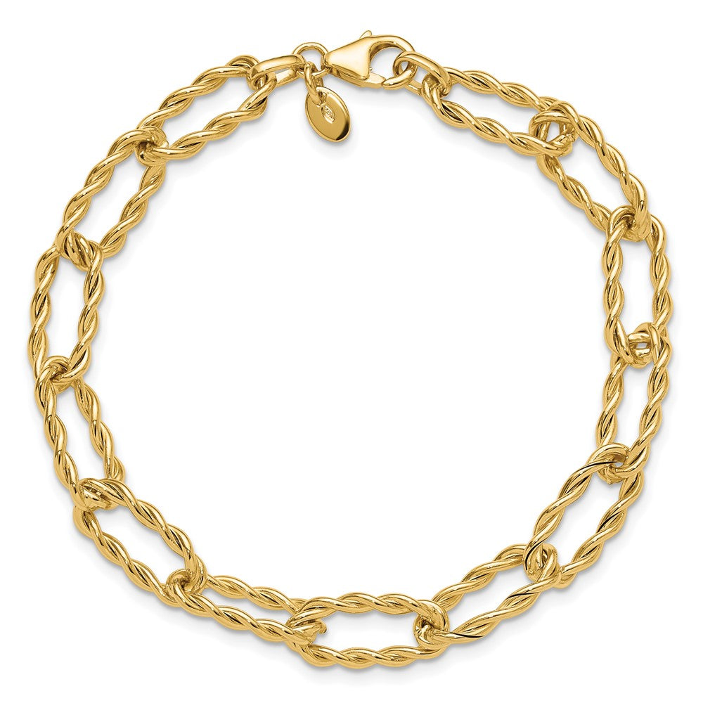 14K Polished and Textured Twisted Link Bracelet