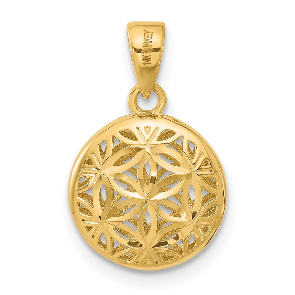 14K w/Rhodium Polished and Diamond-cut Pendant