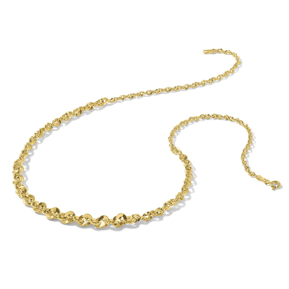 14k Polished and D/C Fancy Link Graduated 18in Necklace