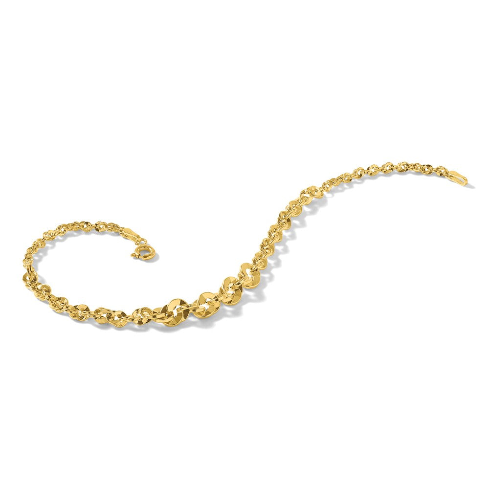 14k Polished and D/C Fancy Link Graduated 7.5in Bracelet