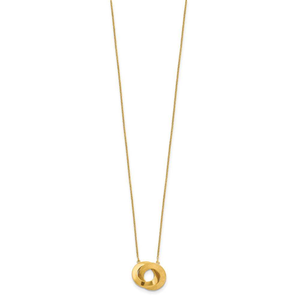 14K Polished and Brushed Double Circle 16in with 2in ext Necklace