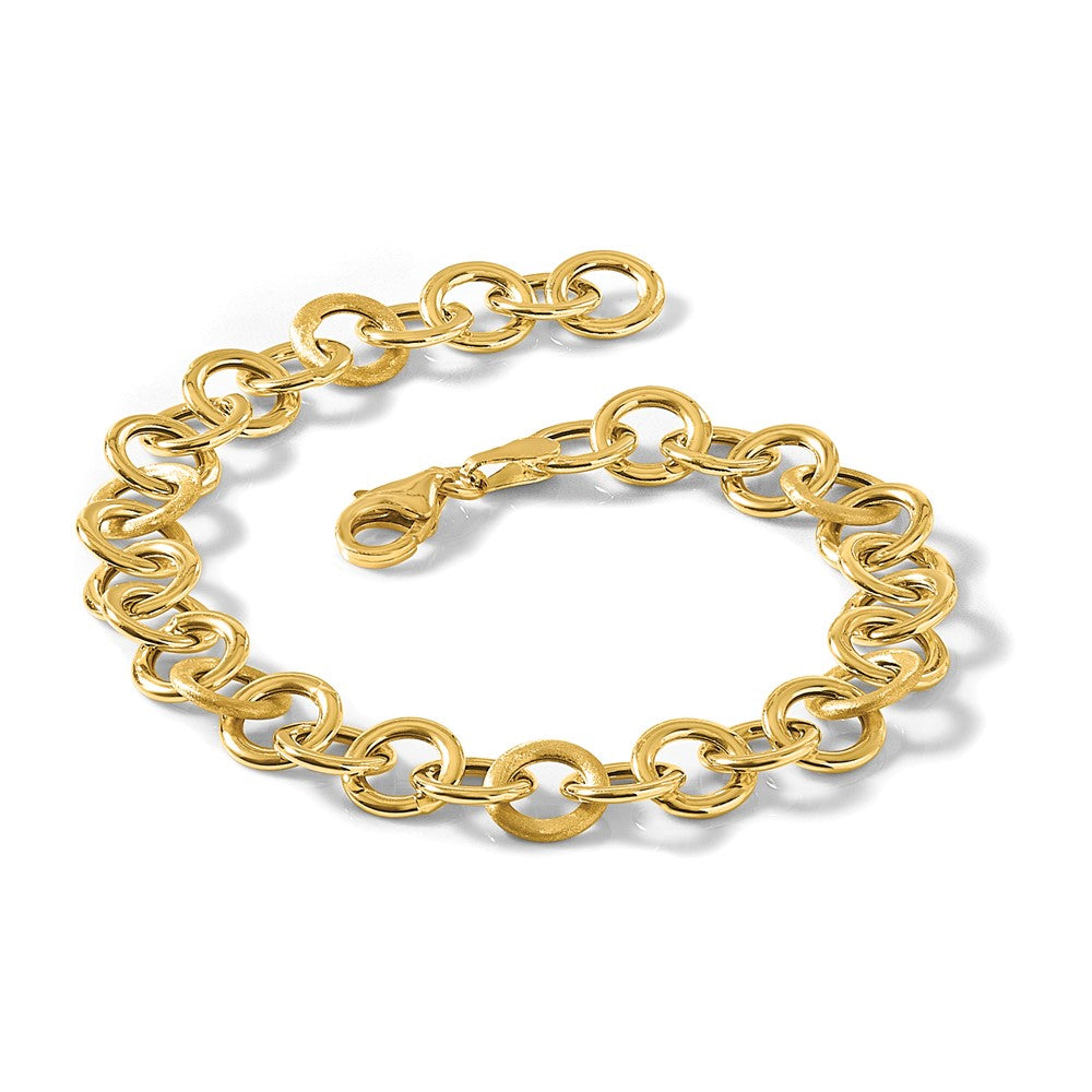 14K Polished and Satin Fancy Circle Link Bracelet