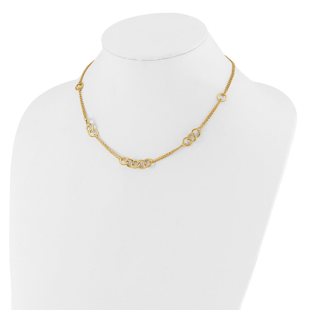 14K Polished 2-strand with Circles Necklace