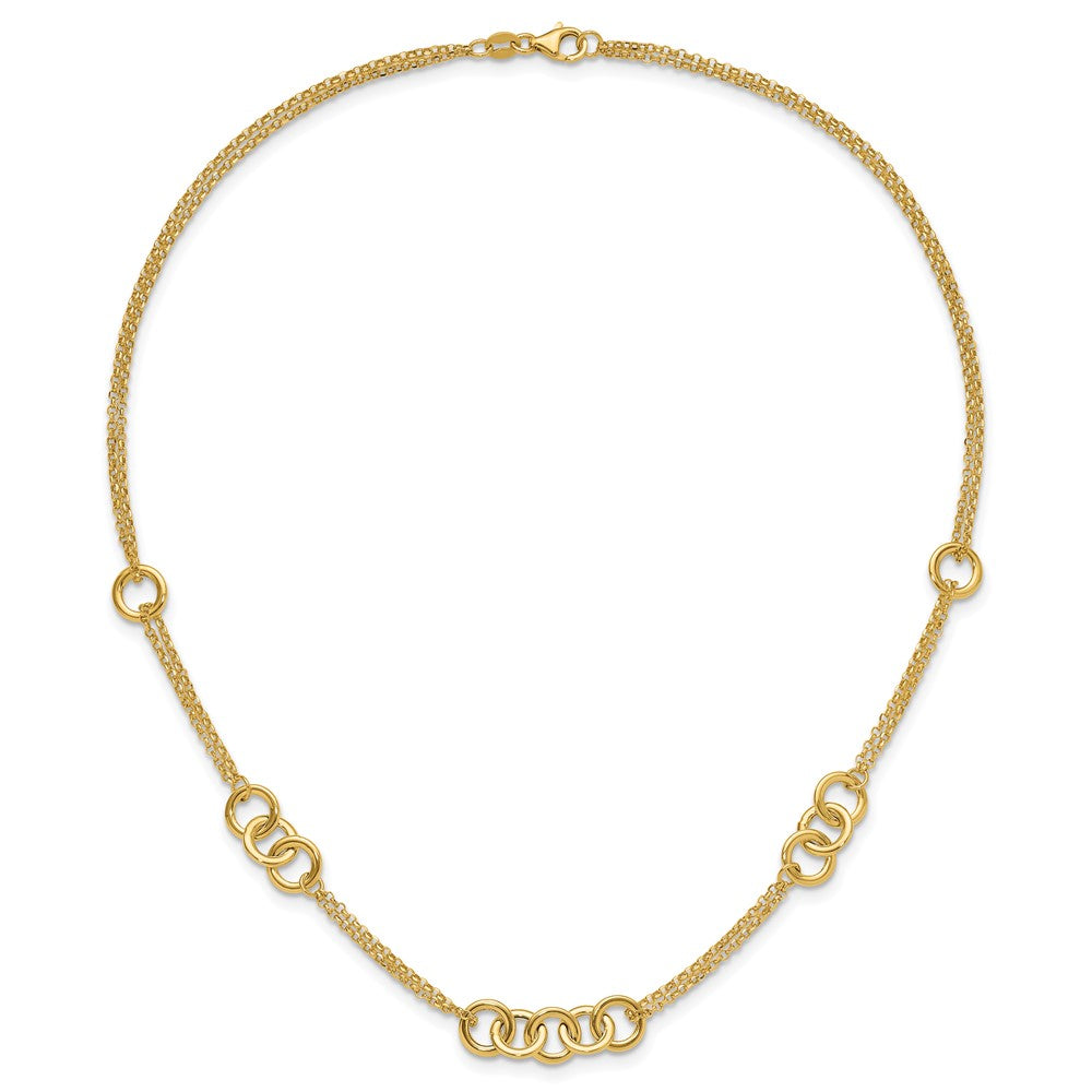 14K Polished 2-strand with Circles Necklace