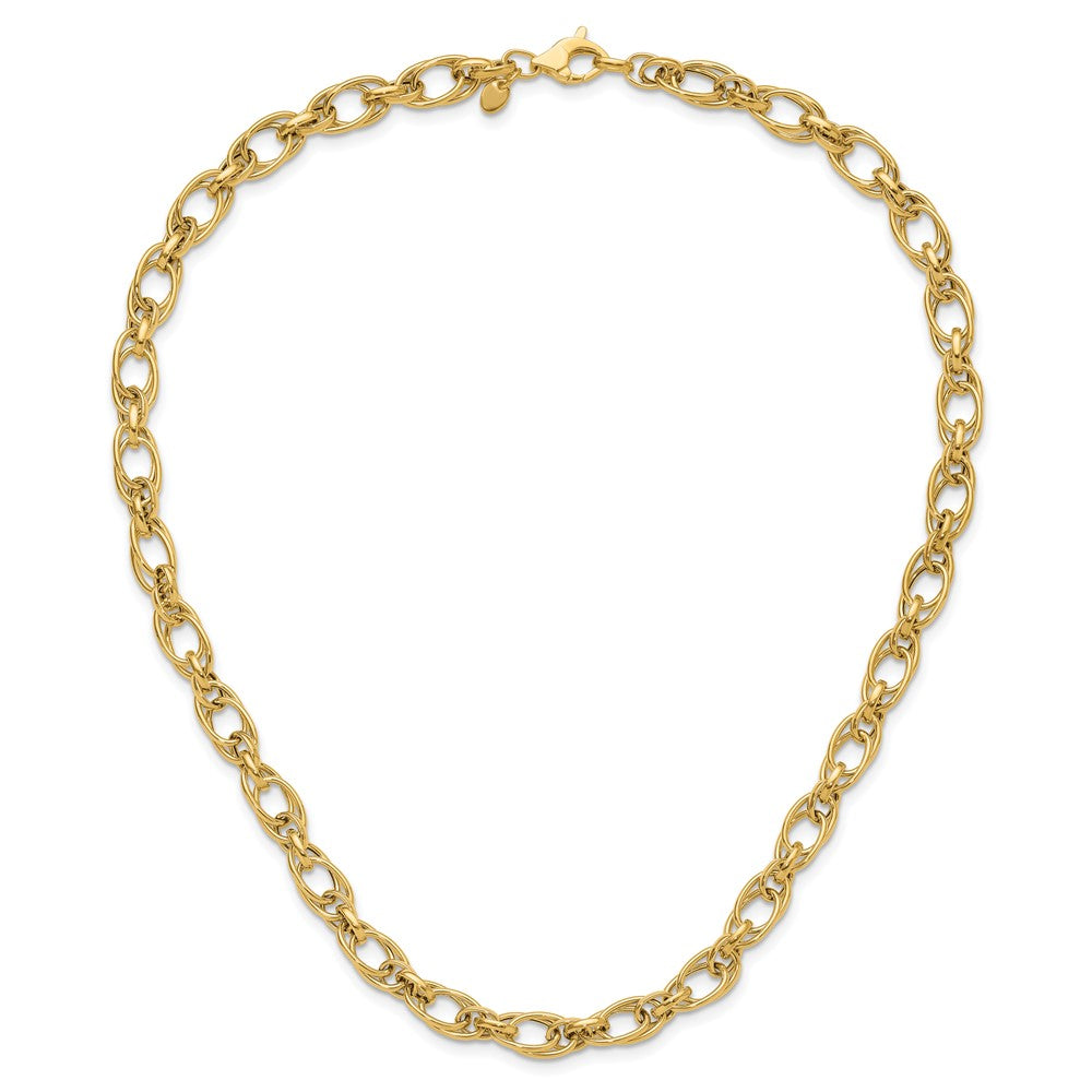 14K Polished Fancy Oval Link Necklace