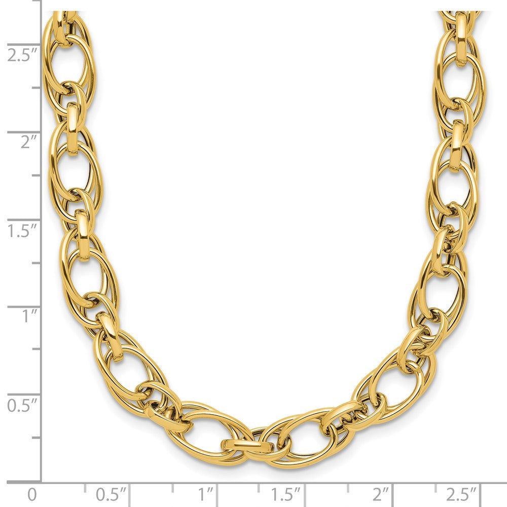14K Polished Fancy Oval Link Necklace