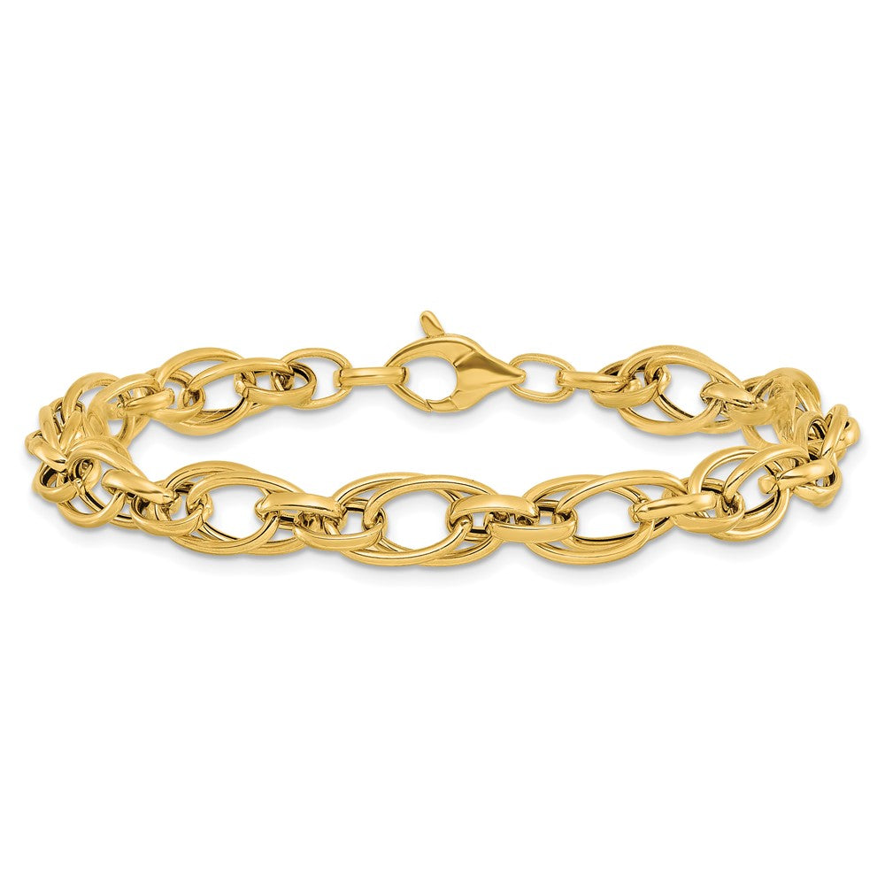 14K Polished Fancy Oval Link Bracelet